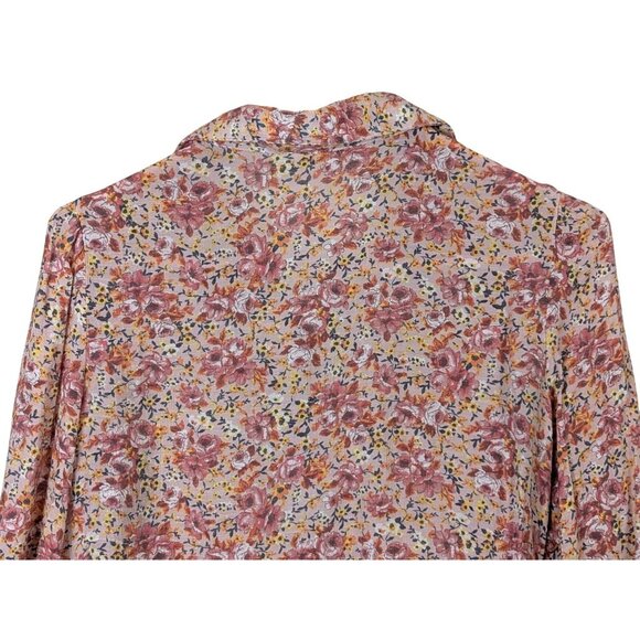Indigo Rose Women size M Floral Button Up Ruffle Cottagecore Bohemian Top Soft - Picture 9 of 10